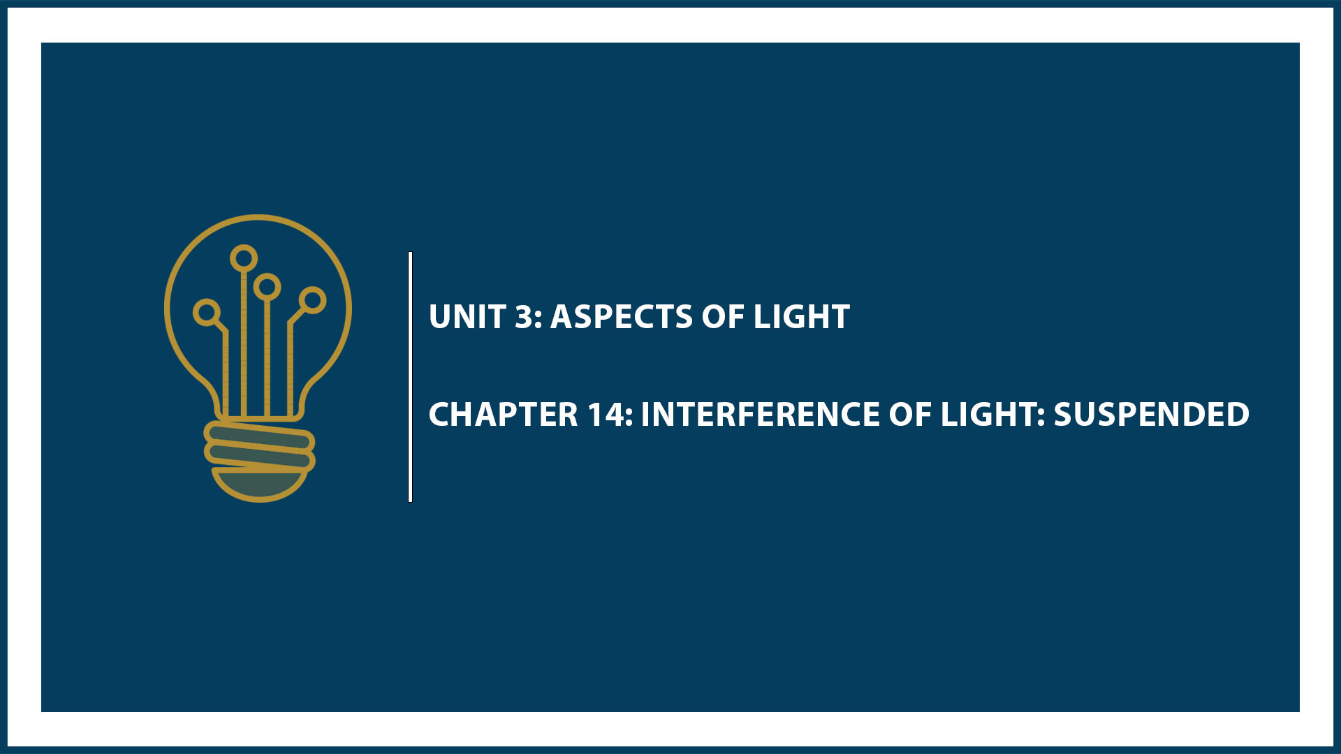 Unit Three: Chapter 14: Interference of Light